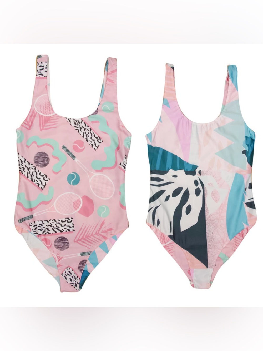 B Fresh Gear Reversible Swimwear All That Racket Small Retro Preppy One Piece
